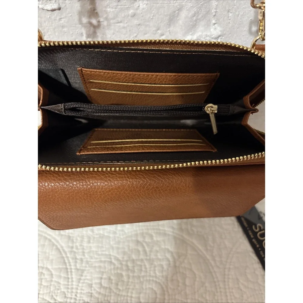 Sugu ‎ Brand New Vegan Leather Brown Purse 8 X 5